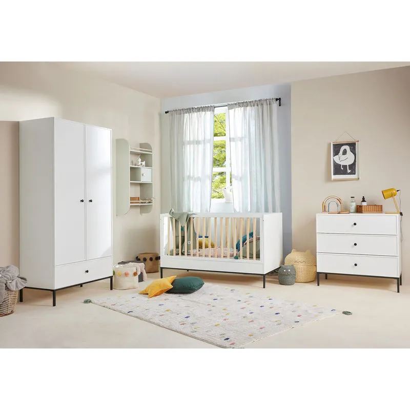 Commode 3 tiroirs Bellamy Lumi Blanc et noir