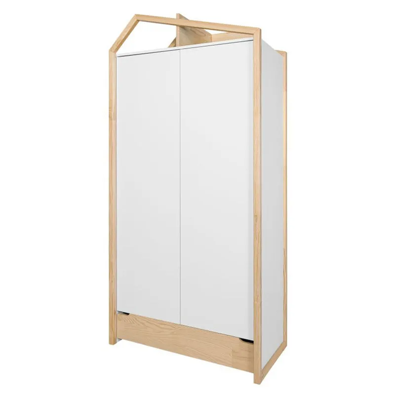 Chambre complète lit évolutif 70x140 commode à langer et armoire 2 portes Bellamy Juliette Blanc et bois