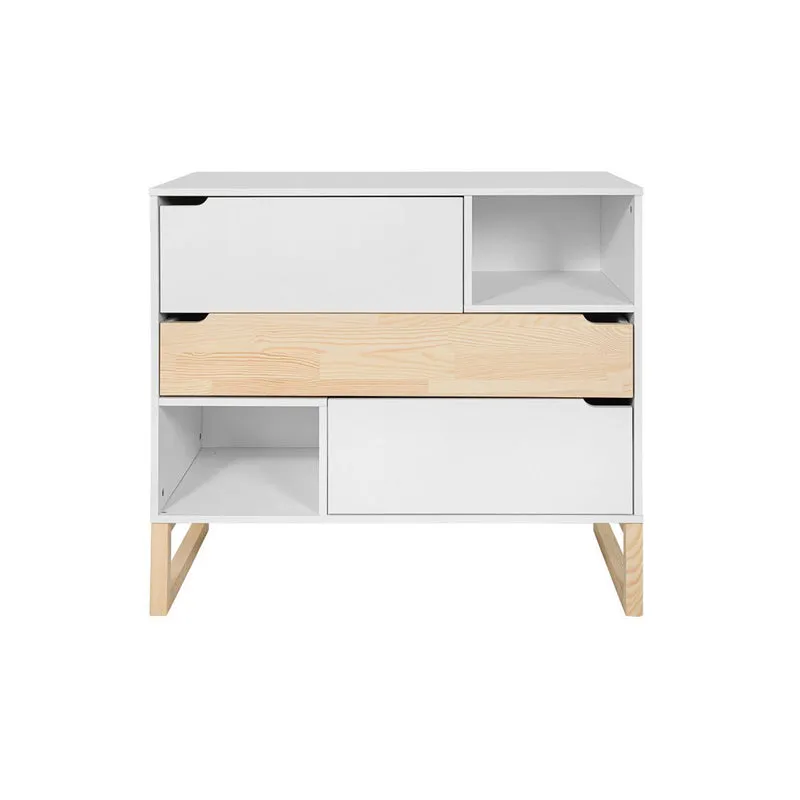Commode 3 tiroirs Bellamy Juliette Blanc et bois