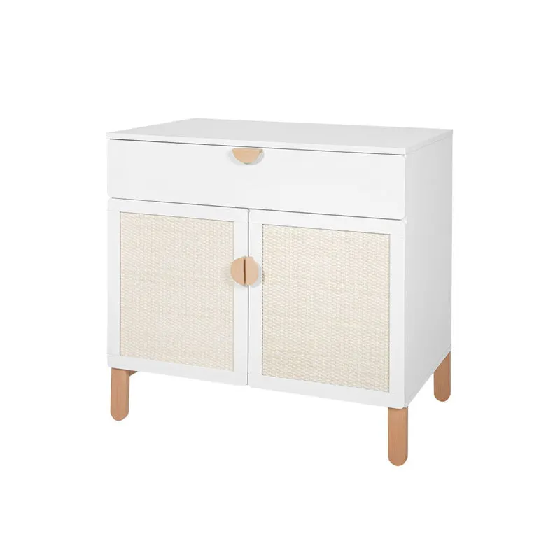 Chambre complète lit bébé 60x120 commode à langer et armoire 2 portes Bellamy Laurie Blanc et bois