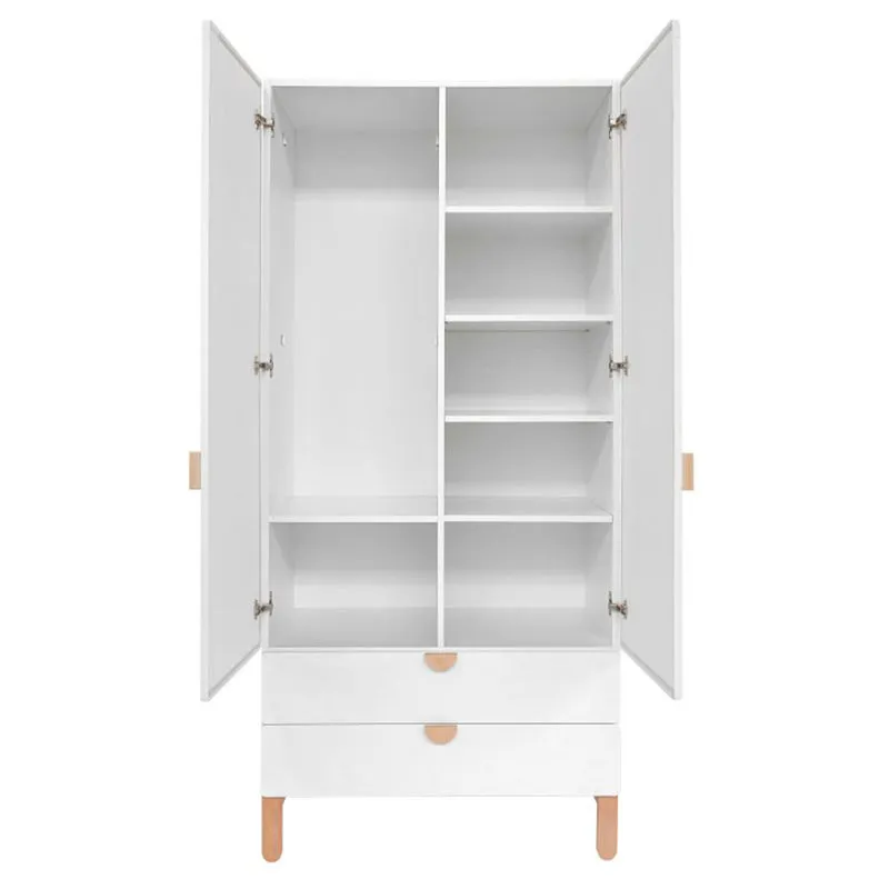Chambre complète lit bébé 60x120 commode à langer et armoire 2 portes Bellamy Laurie Blanc et bois