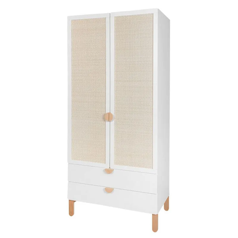 Lit bébé 60x120 et armoire 2 portes Bellamy Laurie Blanc et bois