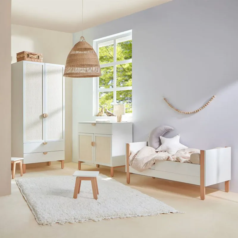 Lit bébé 60x120 et armoire 2 portes Bellamy Laurie Blanc et bois