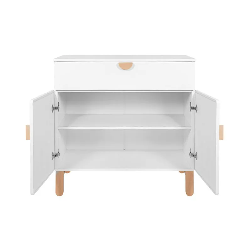 Lit bébé 60x10 et commode 2 portes Bellamy Laurie Blanc et bois