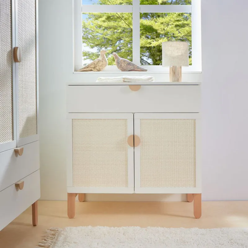 Commode 2 portes 1 tiroir Bellamy Laurie Blanc et bois