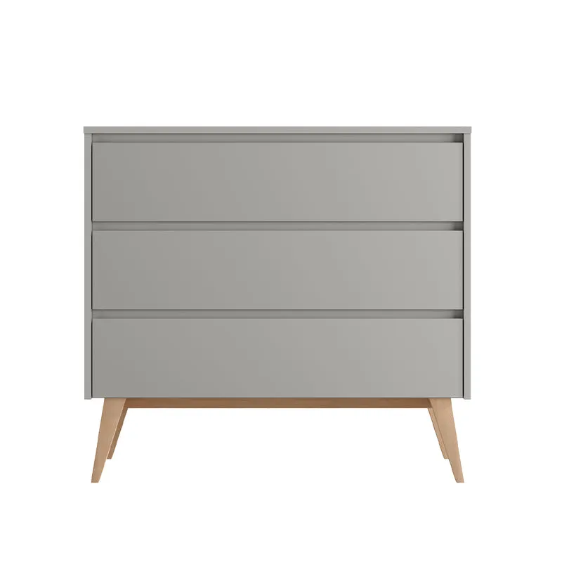 Lit évolutif 70x140 et commode 3 tiroirs Pinio Swing Gris et bois