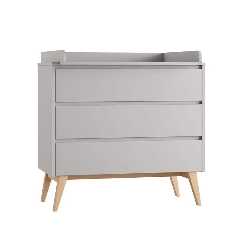 Chambre complète lit évolutif 60x120 commode à langer et armoire 2 portes Pinio Swing Gris et bois