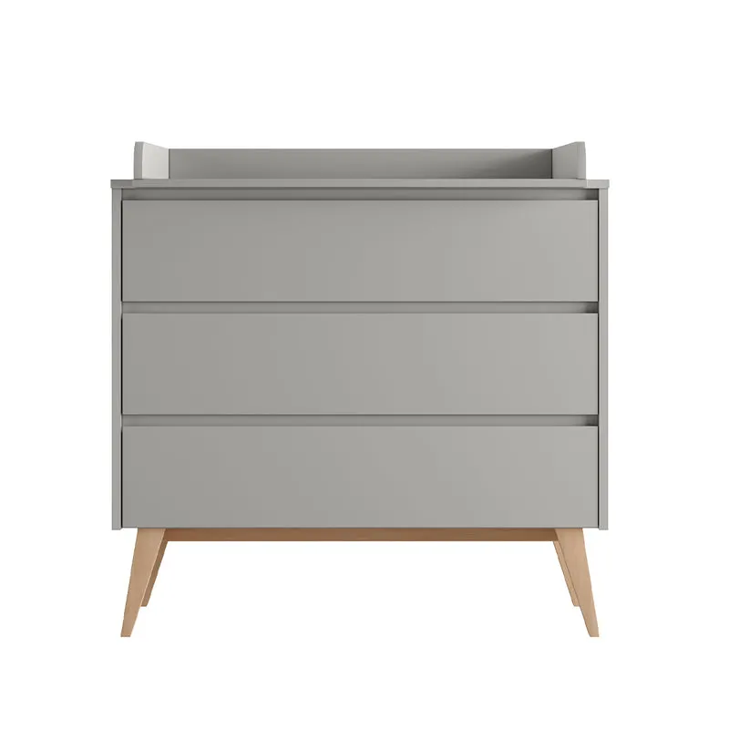 Commode 3 tiroirs Pinio Swing Gris et bois