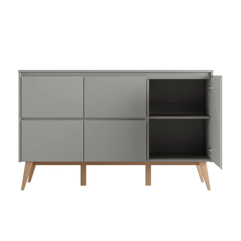 Commode 4 tiroirs 1 porte Pinio Swing Gris et bois