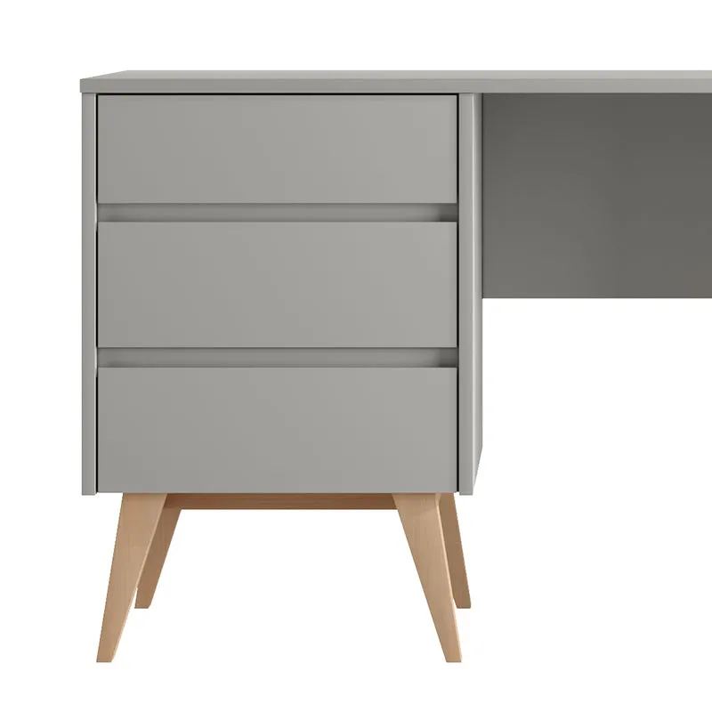 Bureau 3 tiroirs Pinio Swing Gris et bois