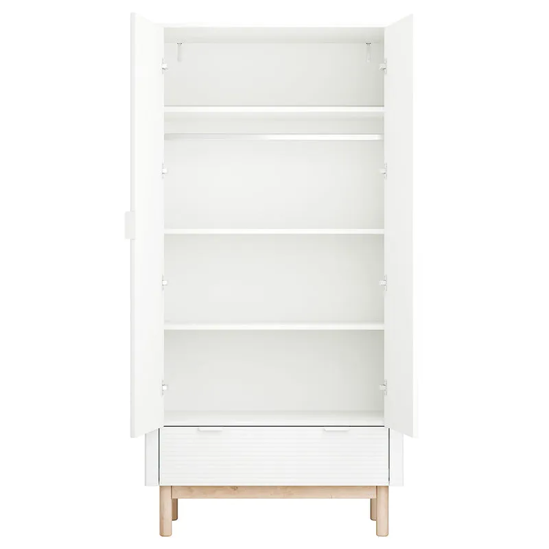Chambre complète lit évolutif 60x120 commode à langer et armoire 2 portes Pinio Miloo Blanc