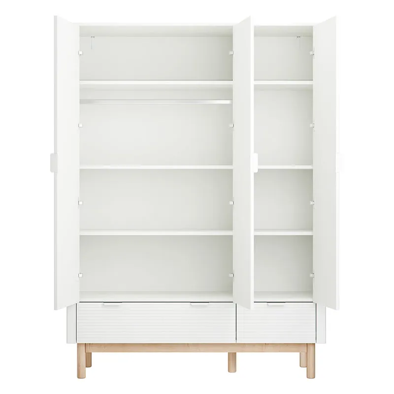 Chambre complète lit évolutif 60x120 commode à langer et armoire 3 portes Pinio Miloo Blanc