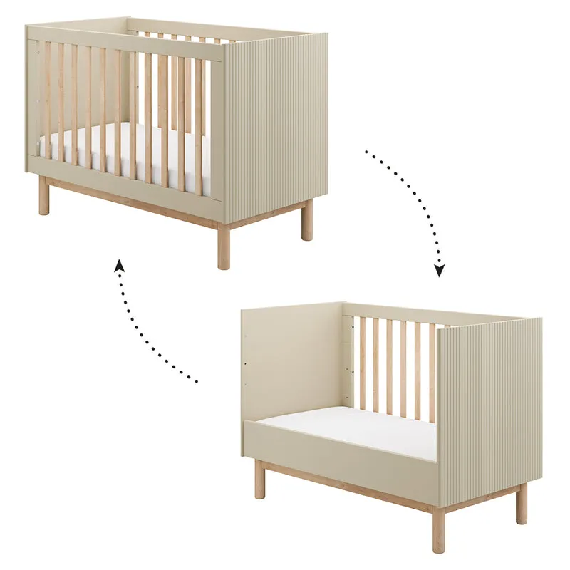 Lit évolutif 60x120 et commode 3 tiroirs Pinio Miloo Champagne