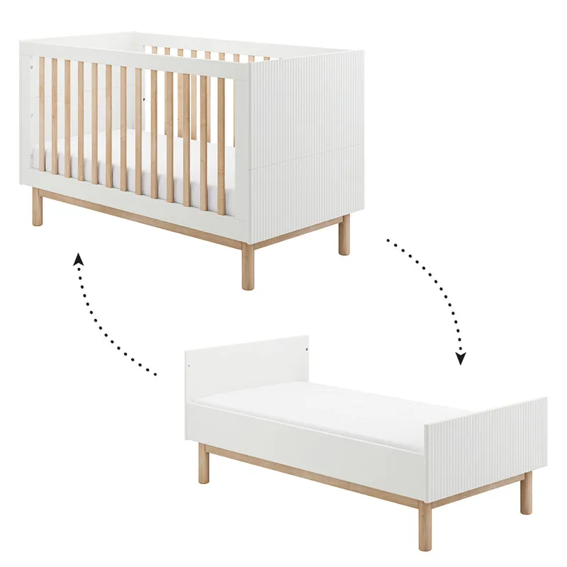 Lit évolutif 70x140 et commode 3 tiroirs Pinio Miloo Blanc