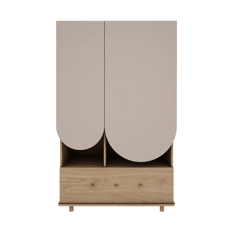 Commode 3 tiroirs et armoire 2 portes 1 tiroir Wood Luck Bloom - Cachemire et Bois