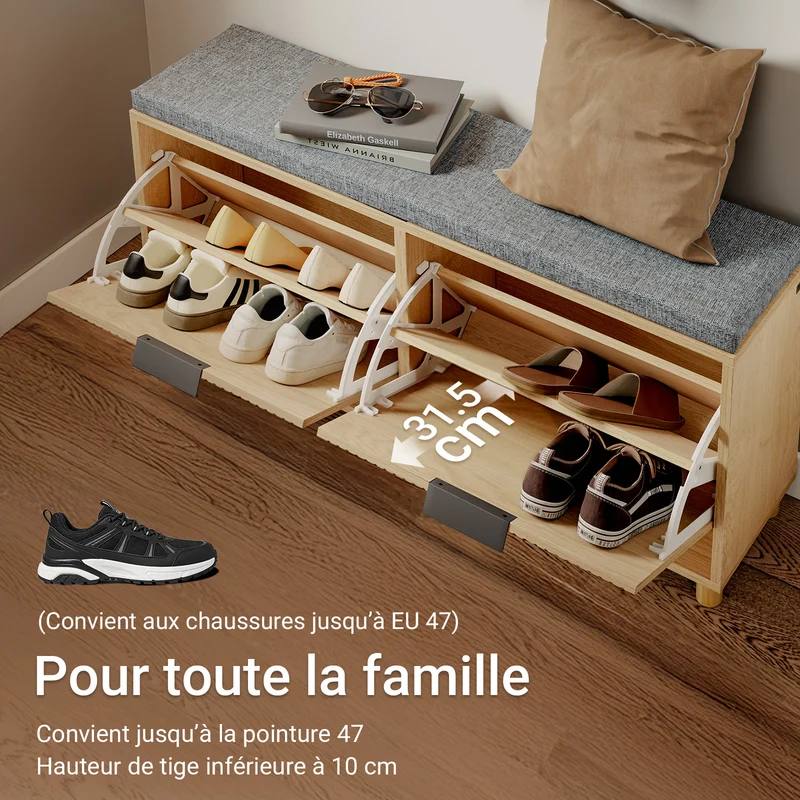 SoBuy FSR211-N Banc à Chaussures d'Entrée 24 cm – Naturel