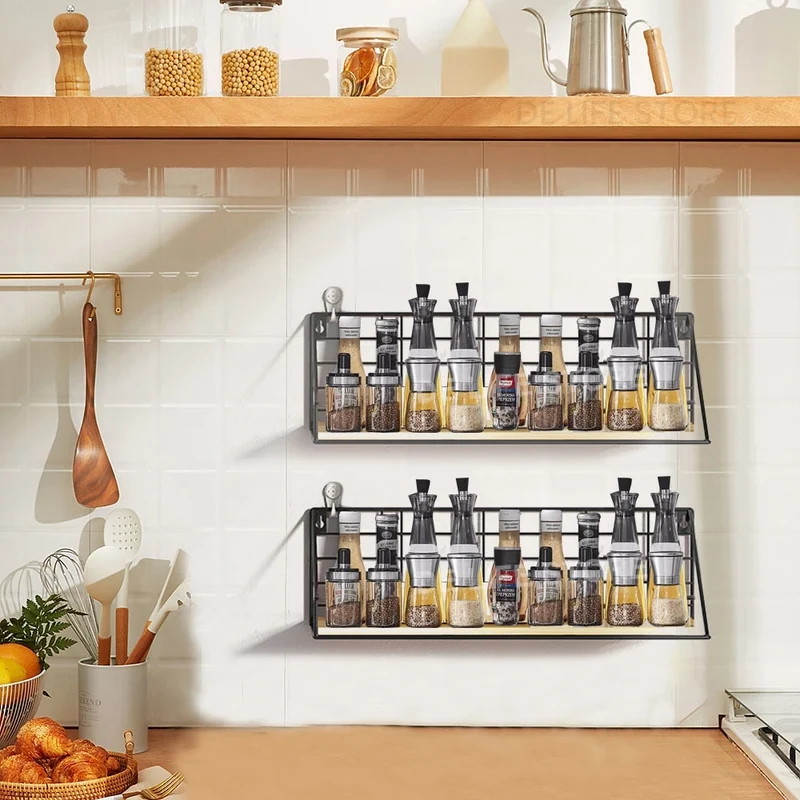 Étagère murale en bois pour épices