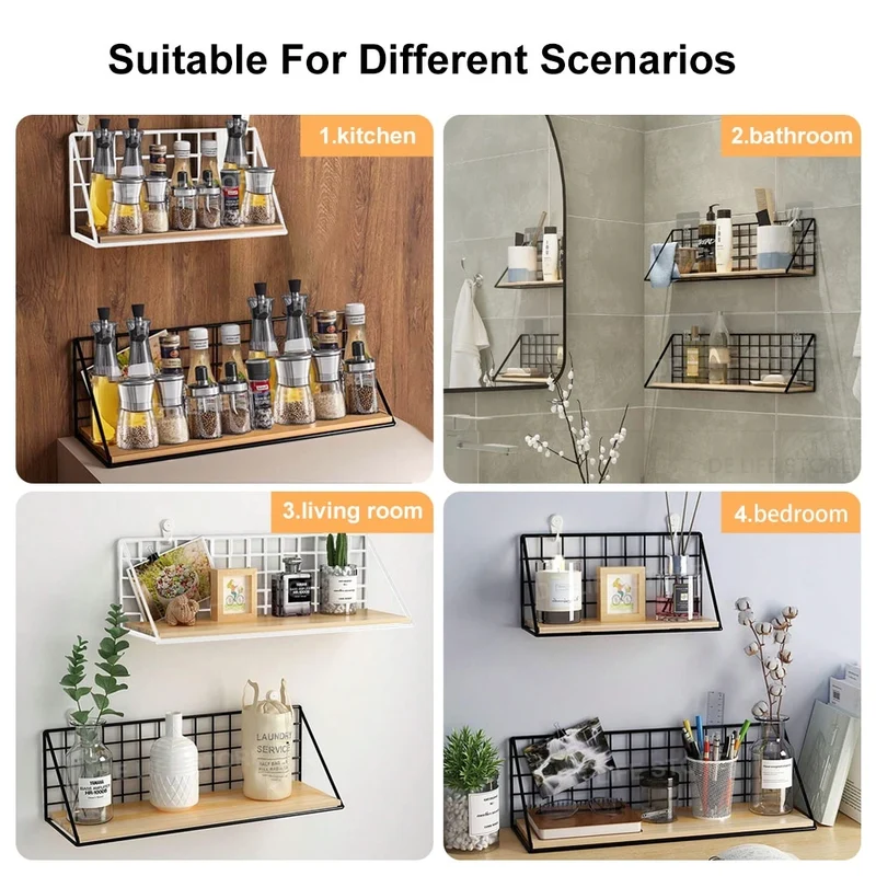 Étagère murale en bois pour épices