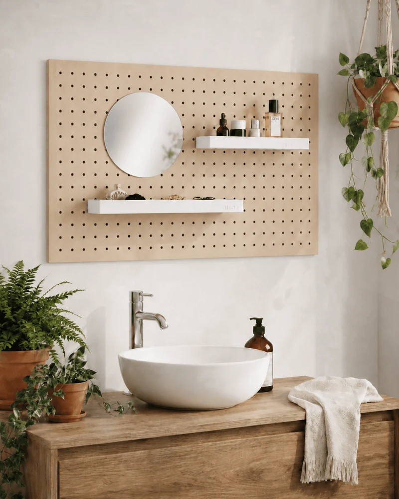 Étagère avec rebords pour pegboard – tablette murale de rangement