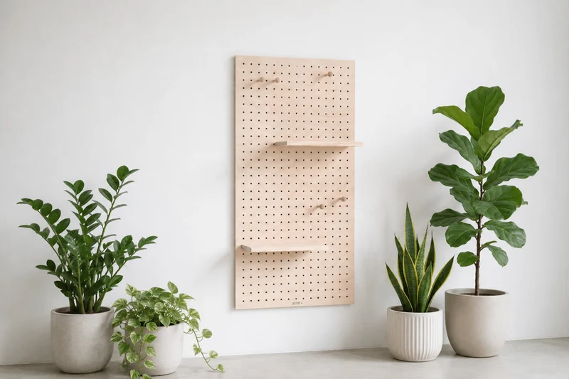 Starter Kit pegboard 9 mm – panneau perforé mural modulable 96 x 48 cm + accessoires