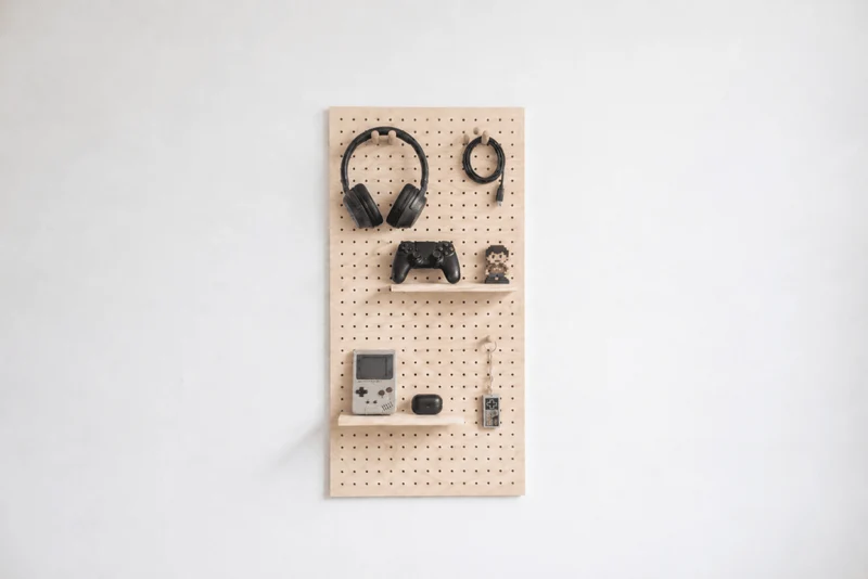 Starter Kit pegboard 9 mm – panneau perforé mural modulable 96 x 48 cm + accessoires