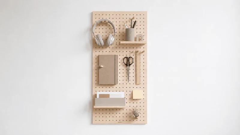Starter Kit pegboard 9 mm – panneau perforé mural modulable 96 x 48 cm + accessoires