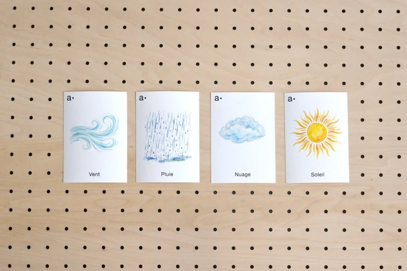 Cartes déco thématiques A6 pour pegboard – décoration murale