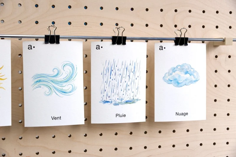 Cartes déco thématiques A6 pour pegboard – décoration murale