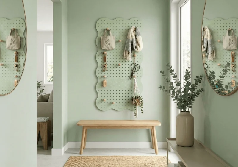 Pegboard Curves pastel – panneau perforé mural arrondi coloré