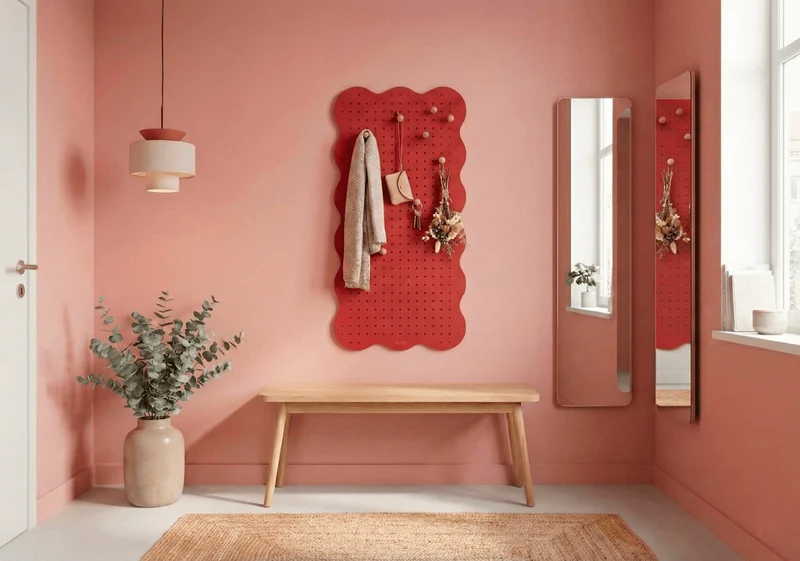 Pegboard Curves pastel – panneau perforé mural arrondi coloré