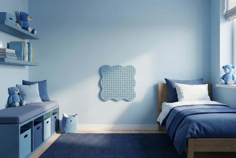 Pegboard Curves pastel – panneau perforé mural arrondi coloré