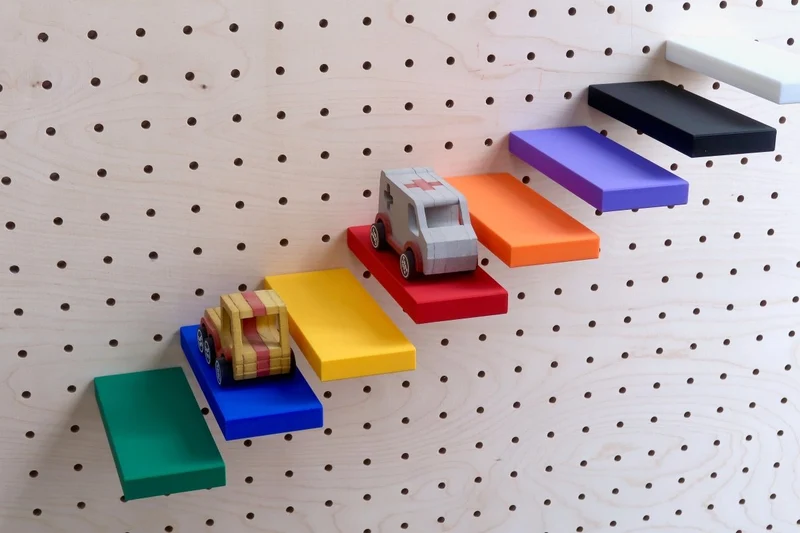 Mini étagère droite pour pegboard – tablette murale panneau perforé