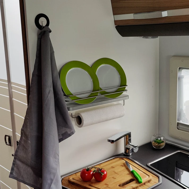 Étagère magnétique pour camping-car et caravane, comme porte-rouleau de cuisine et étagère à épices
