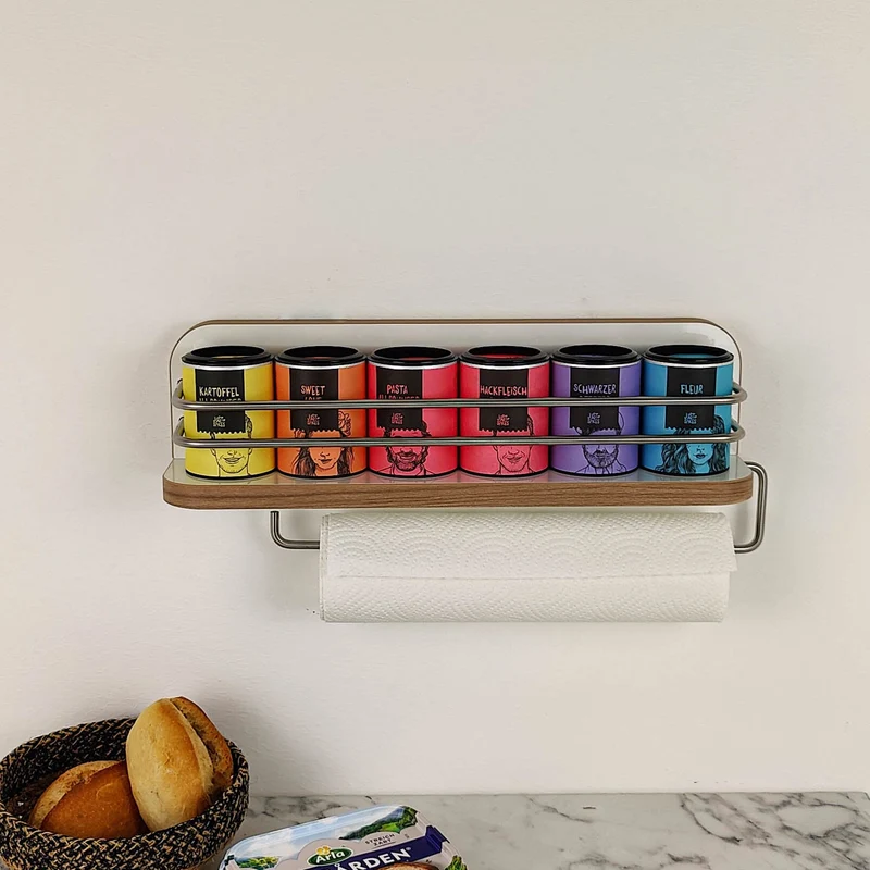 Étagère magnétique pour camping-car et caravane, comme porte-rouleau de cuisine et étagère à épices