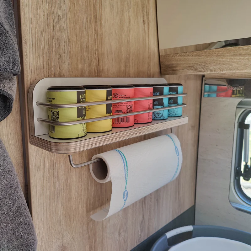 Étagère magnétique pour camping-car et caravane, comme porte-rouleau de cuisine et étagère à épices