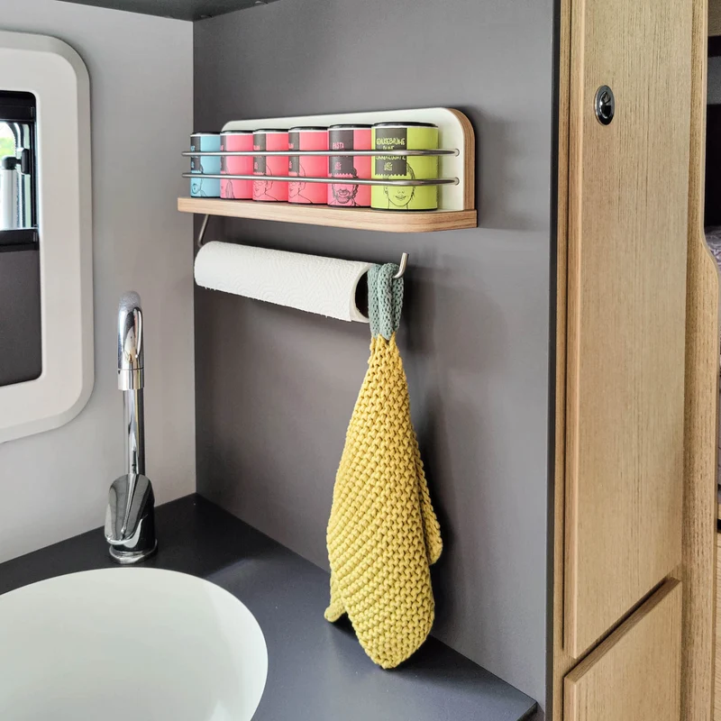 Étagère magnétique pour camping-car et caravane, comme porte-rouleau de cuisine et étagère à épices