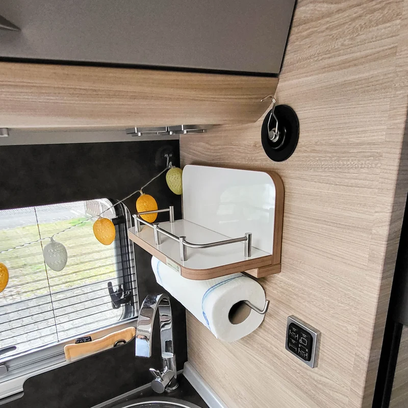 Etagère pour fourgon, camping-car et caravane, sans perçage et multifonctionnelle