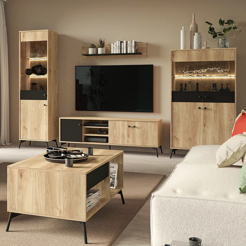 Étagère murale Elara Bois et Noir