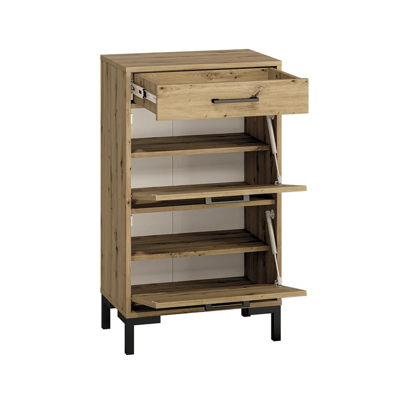 Meuble à chaussures 2 portes vérin 1 tiroir Liora Bois