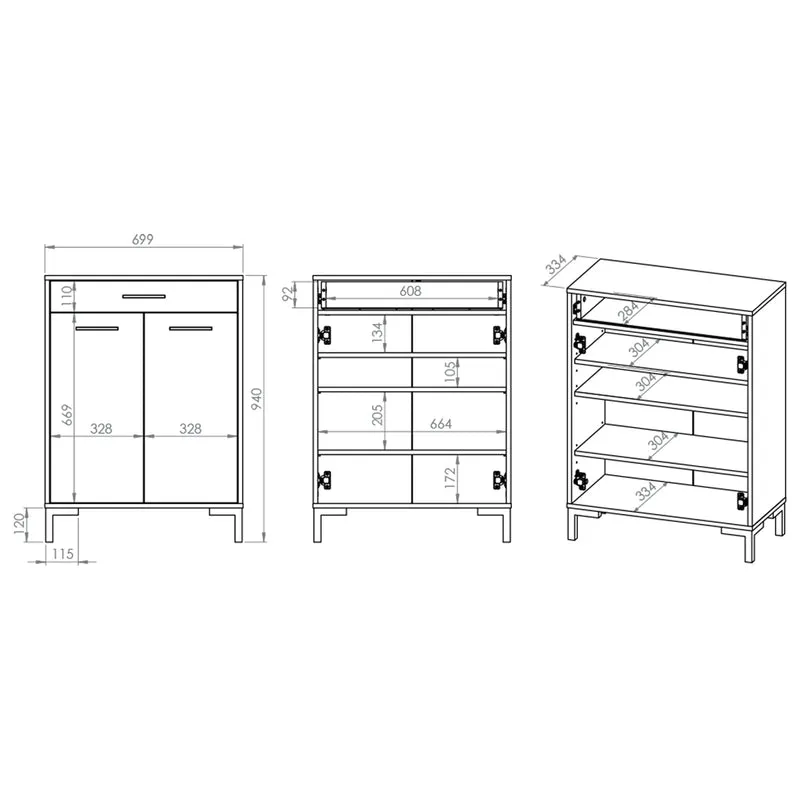 Meuble à chaussures 2 portes 1 tiroir Liora Bois