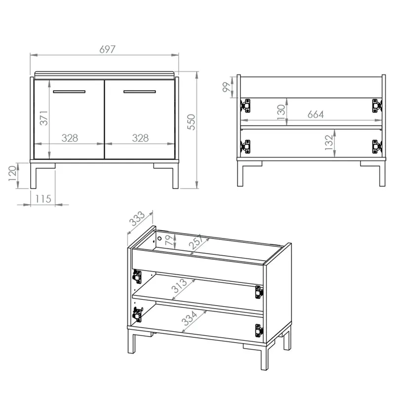 Banc meuble à chaussures 2 portes Liora Bois