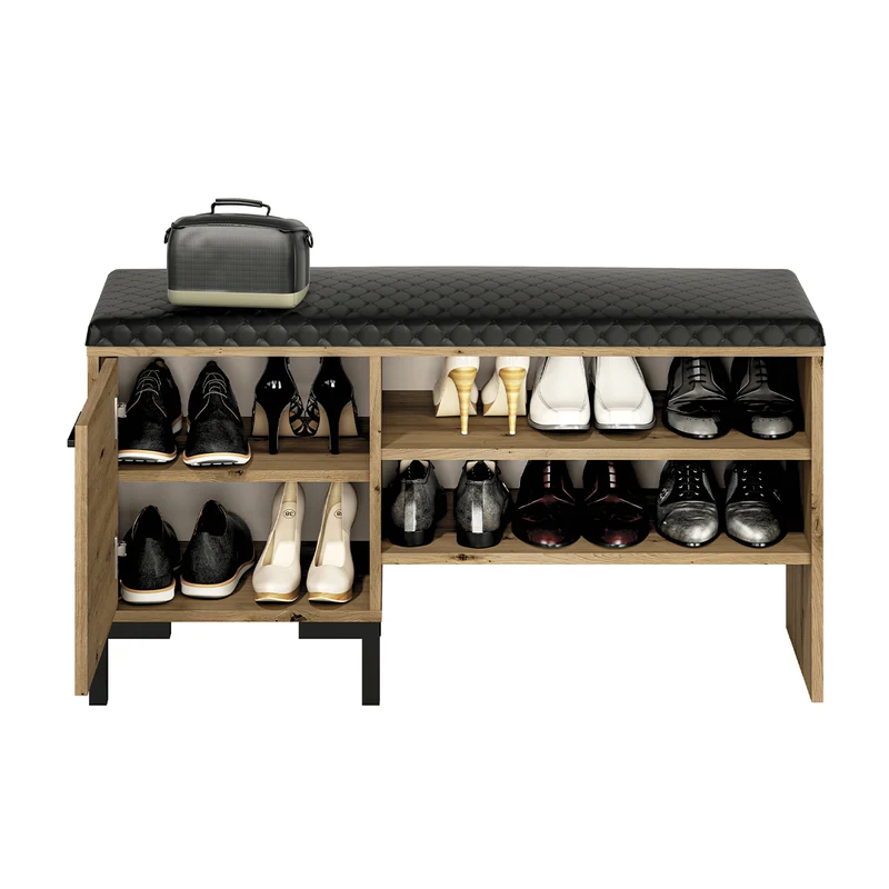 Banc meuble à chaussures 1 porte Liora Bois
