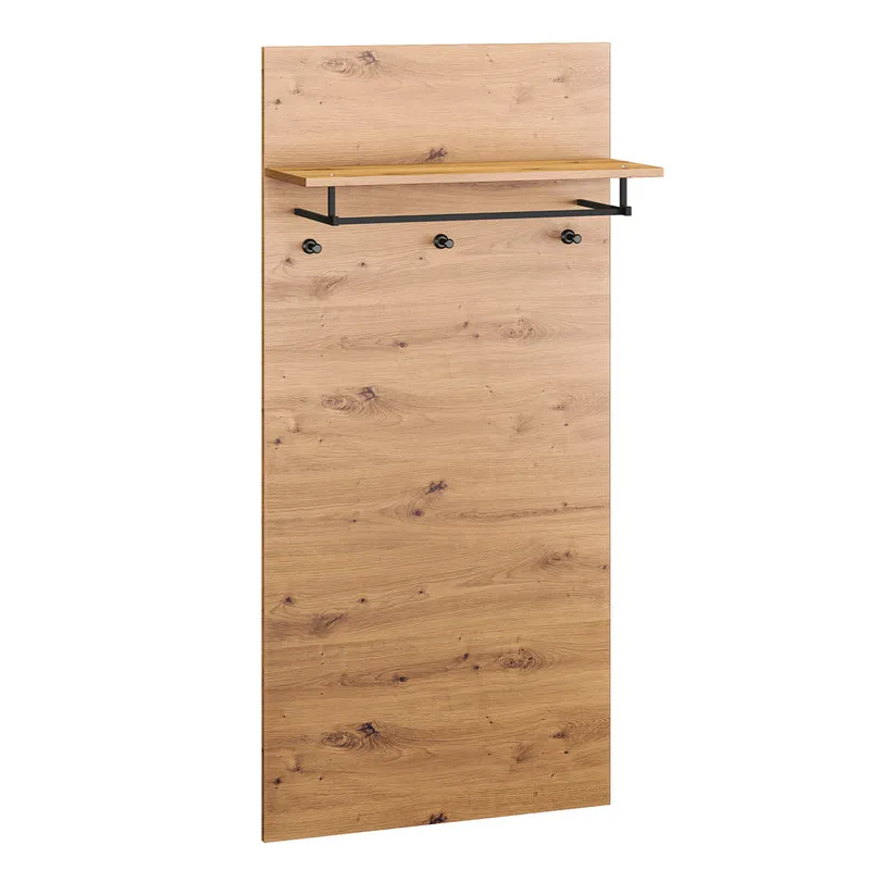 Porte-manteau mural 3 patères 1 étagère Liora Bois