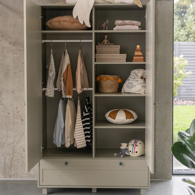 Chambre complète lit évolutif 70x140 commode à langer et armoire 2 portes Wood Luck Gabriel - Vert Eucalyptus