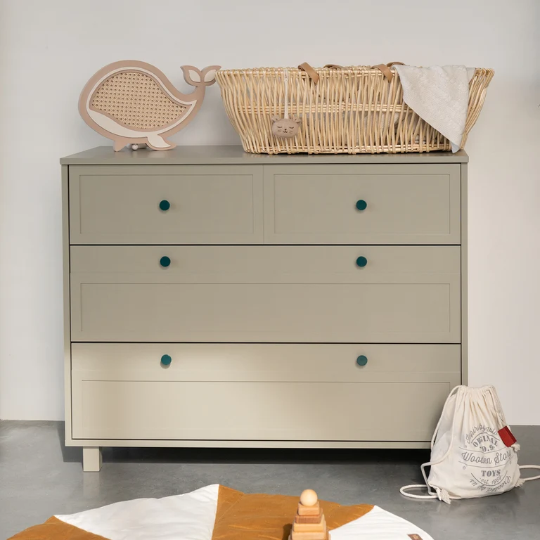 Commode 4 tiroirs et armoire 2 portes Wood Luck Gabriel - Vert Eucalyptus