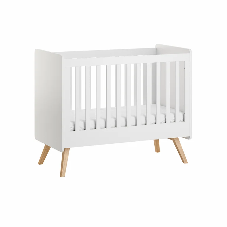 Lit bébé 60x120 sommier inclus Vox Vintage Blanc et Bois