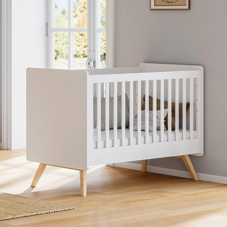 Lit bébé 60x120 sommier inclus Vox Vintage Blanc et Bois