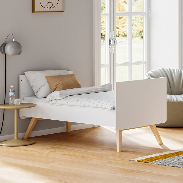 Lit évolutif 70x140 sommier inclus Vox Vintage Blanc et Bois