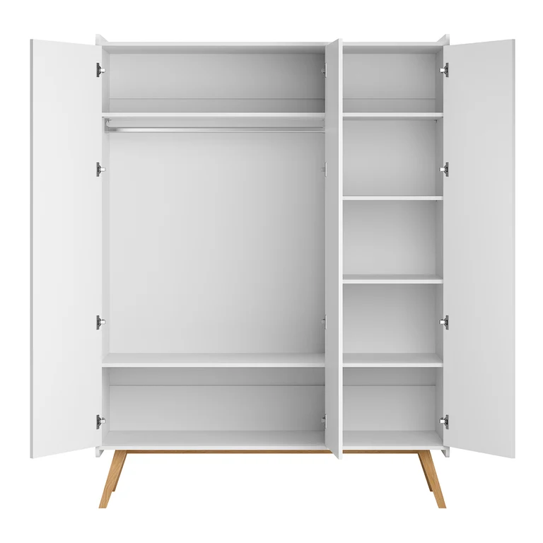 Chambre complète lit évolutif 70x140 commode à langer et armoire 3 portes Vox Vintage Blanc et Bois