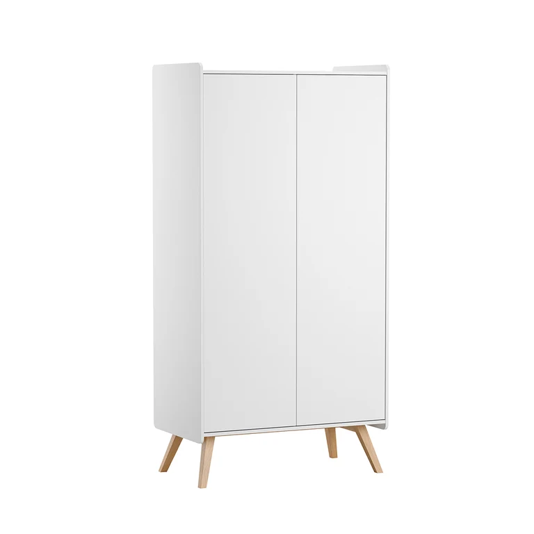 Lit évolutif 70x140 et armoire 2 portes Vox Vintage Blanc et Bois